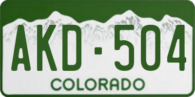 CO license plate AKD504