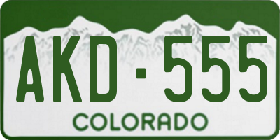 CO license plate AKD555