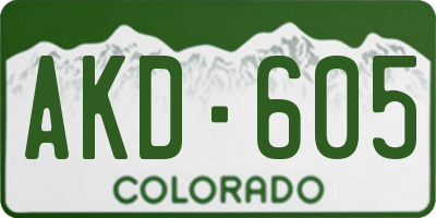 CO license plate AKD605