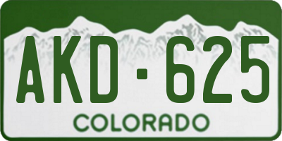 CO license plate AKD625