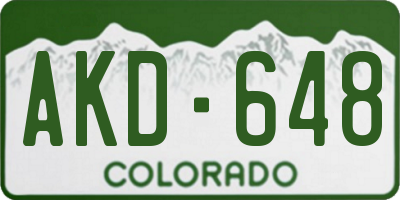 CO license plate AKD648