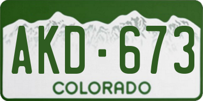 CO license plate AKD673