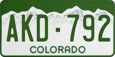 CO license plate AKD792
