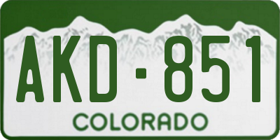 CO license plate AKD851