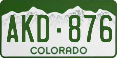 CO license plate AKD876