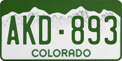 CO license plate AKD893