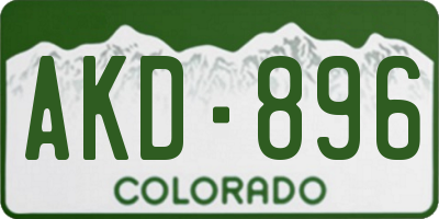 CO license plate AKD896