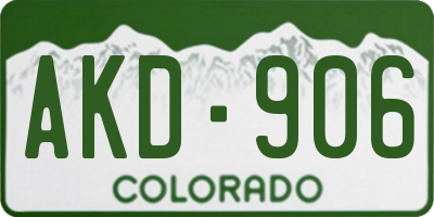 CO license plate AKD906