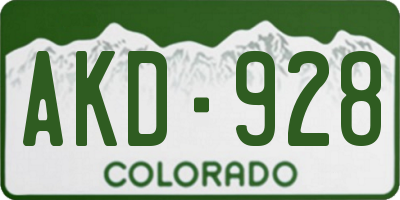 CO license plate AKD928