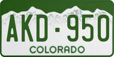 CO license plate AKD950