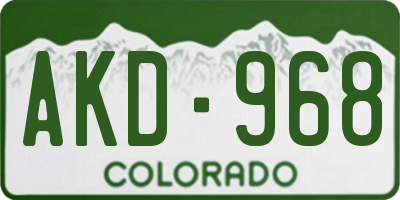 CO license plate AKD968