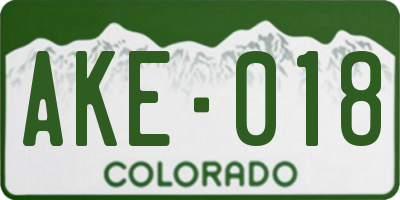CO license plate AKE018