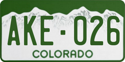 CO license plate AKE026