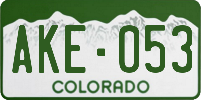 CO license plate AKE053