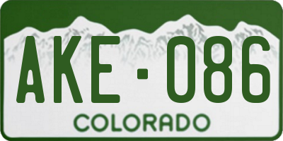 CO license plate AKE086