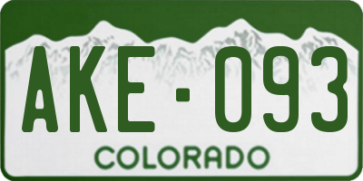 CO license plate AKE093