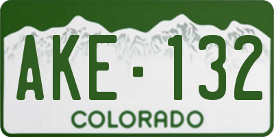 CO license plate AKE132