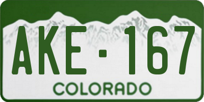 CO license plate AKE167