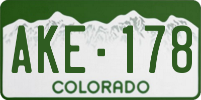 CO license plate AKE178