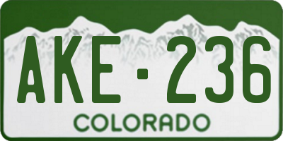 CO license plate AKE236