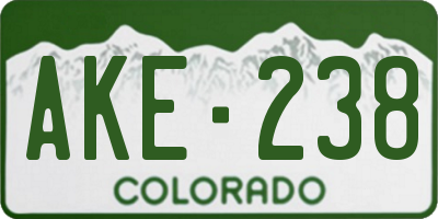 CO license plate AKE238