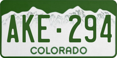 CO license plate AKE294