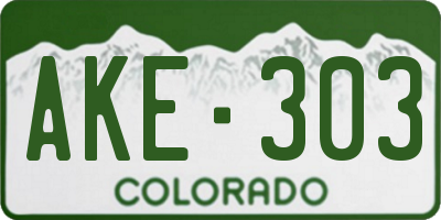CO license plate AKE303