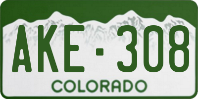 CO license plate AKE308