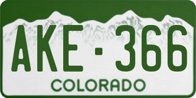 CO license plate AKE366