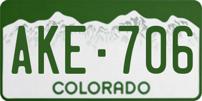 CO license plate AKE706