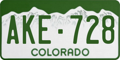 CO license plate AKE728