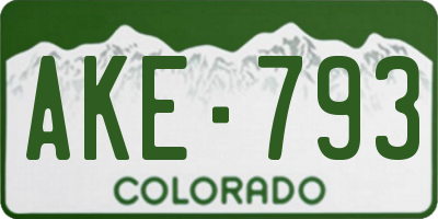 CO license plate AKE793