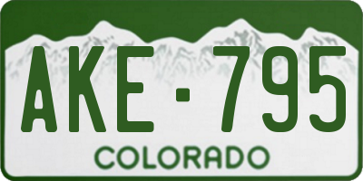 CO license plate AKE795
