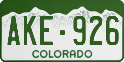 CO license plate AKE926
