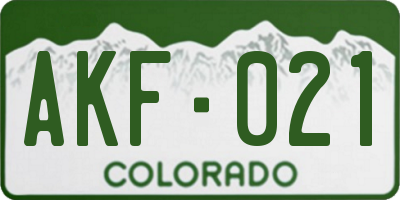 CO license plate AKF021