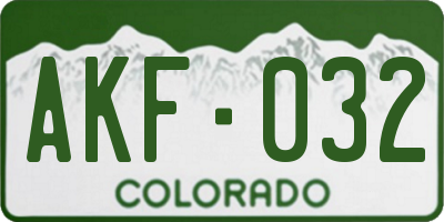 CO license plate AKF032