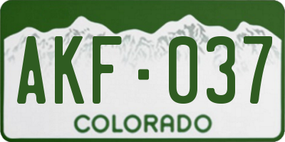 CO license plate AKF037
