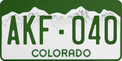 CO license plate AKF040