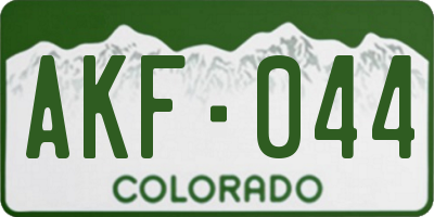 CO license plate AKF044