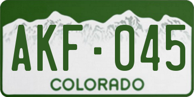 CO license plate AKF045