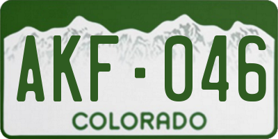 CO license plate AKF046