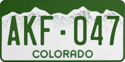 CO license plate AKF047