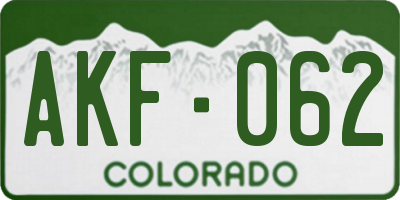 CO license plate AKF062