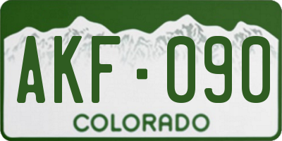 CO license plate AKF090