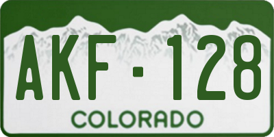 CO license plate AKF128