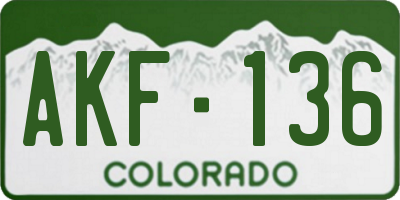 CO license plate AKF136