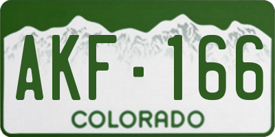 CO license plate AKF166