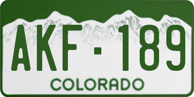 CO license plate AKF189