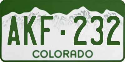 CO license plate AKF232