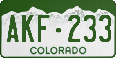 CO license plate AKF233